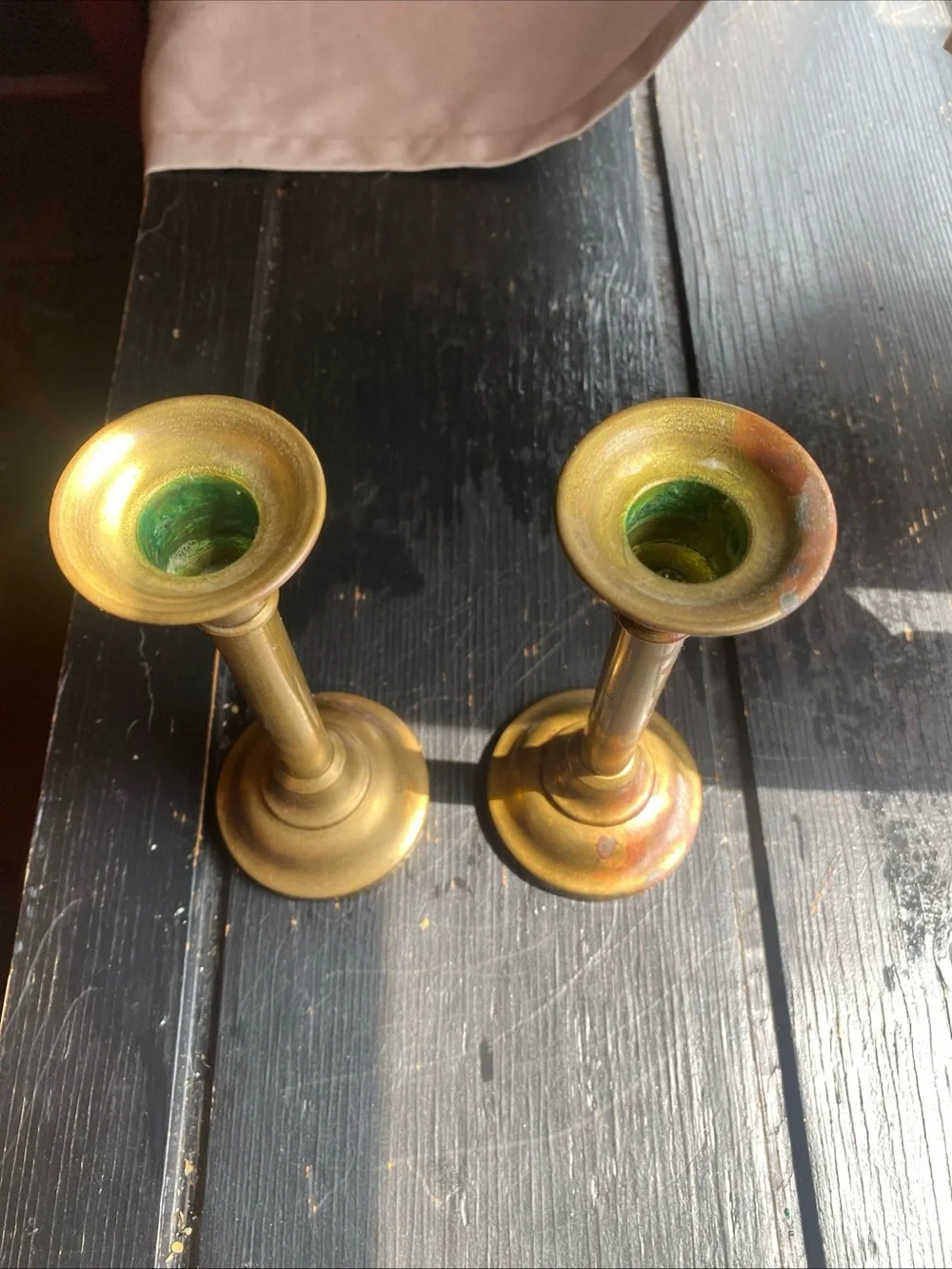 Classic Brass Taper Candle Holders Pair - Gold Finish